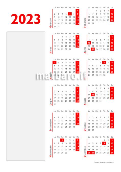 Calendario 2023 da stampare con le festività Scarica il PDF