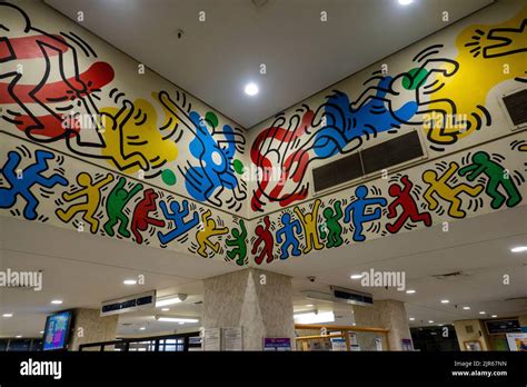 Keith Haring Mural Inside Woodhull Hospital Lobby In Brooklyn Nyc Stock