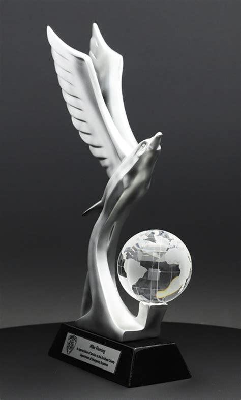 Silver Eagle Leadership Trophy Award Wcrystal Globe Asap Awards