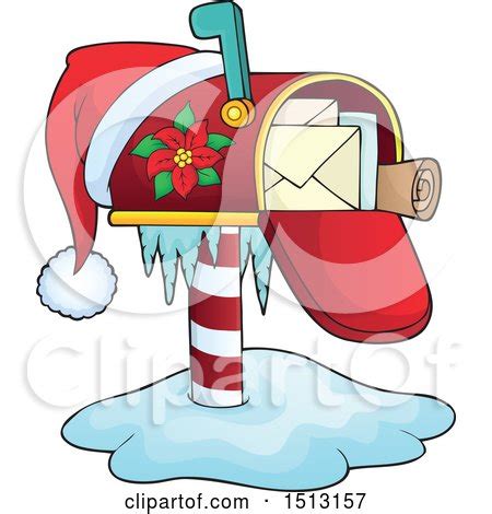 Clipart of a Christmas Mailbox with a Santa Hat - Royalty Free Vector ...