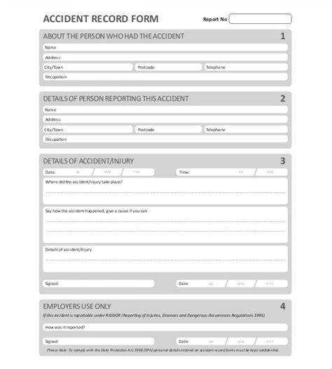 Printable Accident Report Form Template Printable Templates Your Go