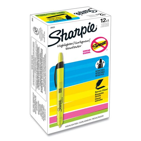 Sharpie® Retractable Highlighters Fluorescent Yellow Ink Chisel Tip