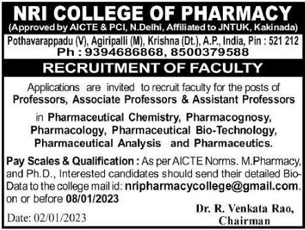 Faculty Job Openings In Andhra Pradesh Newspaper Clips Facultyplus