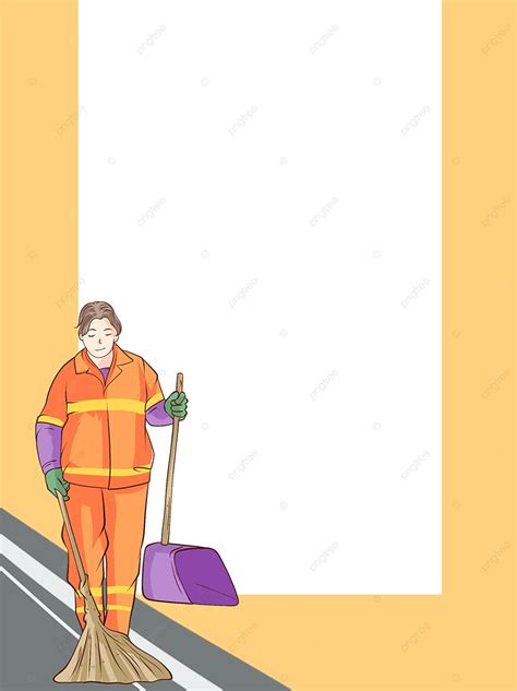 Cartoon Labor Day Sanitation Worker Cleaning Poster Background, Cartoon ...