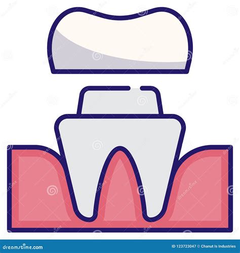 Dental Crown Linecolor Cartoon Vector 123723047