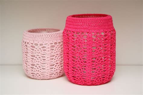 Crocheted Jar Cover Crochet Jar Covers Crochet Home Crochet Patterns