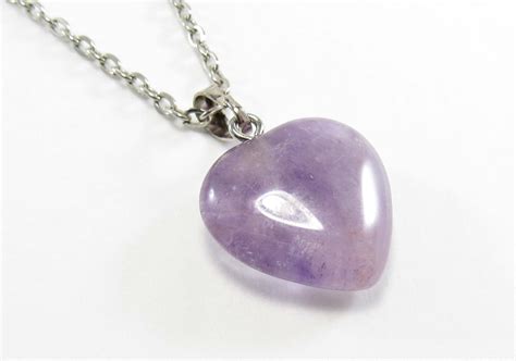 Natural Amethyst Heart Pendant Lite Amethyst Healing Crystal Chakra