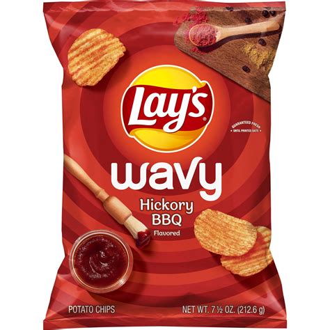 Lay S Wavy Potato Chips Hickory BBQ Flavor 7 5 Oz Bag Walmart