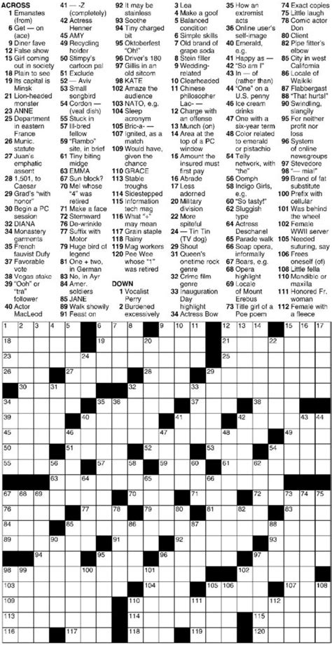 Printable Universal Crossword Timothy Parker - Printable JD