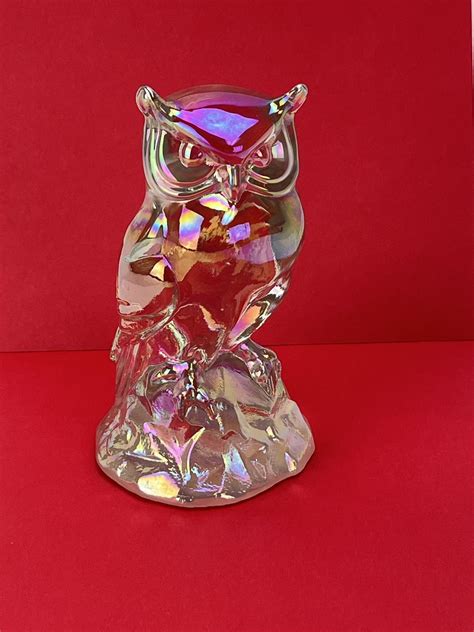 Lot Fenton Crystal Iridescent Owl Van Metre Auction