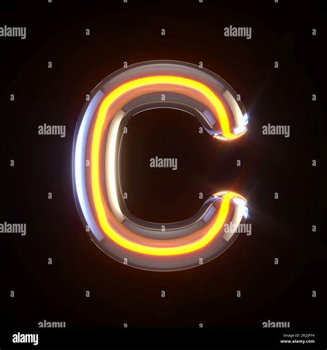 Glowing Glass Tube Font Letter C 3d Stock Photo Alamy