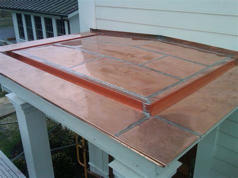 Flat Seamed Copper Porch Roof With Built In Gutter