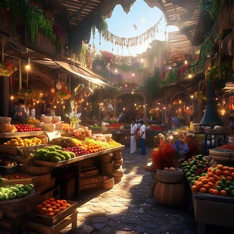 Premium AI Image A Vibrant Marrakech Market Scene With Colorful