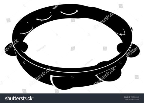 Silhouette Musical Instrument Tambourine Vector Illustration Stock