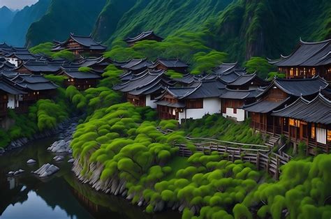 Premium AI Image | Beautiful village in China