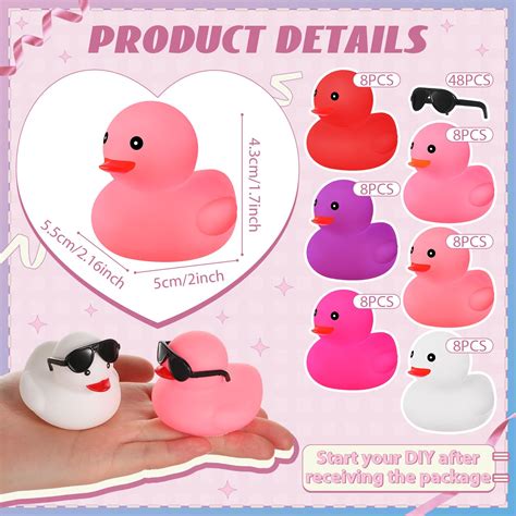 Shappy 48 Pcs Valentine S Day Rubber Ducks 2 Inch Mini Valentine S Day Ducks Bath Toys Party