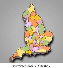 Map England Borders Ceremonial Counties Different Stock Illustration ...