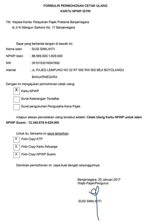 Contoh Surat Pernyataan Npwp Contoh Surat Hot Sex Picture