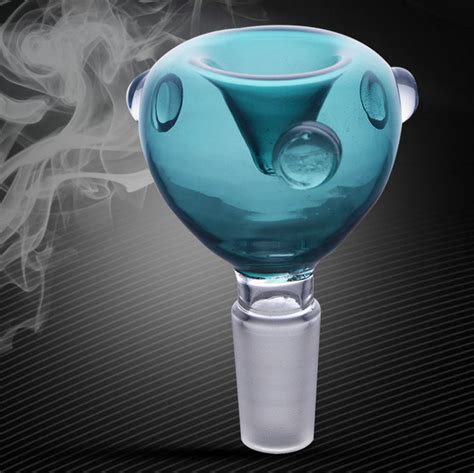 14mm Male Glass Bong Bowl Blue Green | Tons of glass bowls in stock