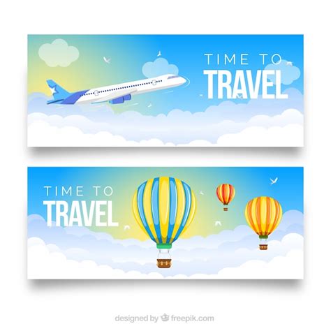 Travel Banners With Flat Design Vector Free Download