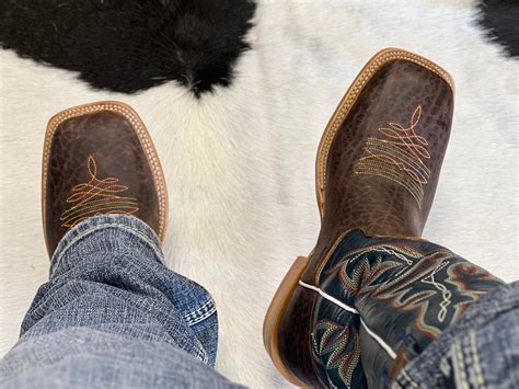 Mens Brown Bull Hide Leather Boots With Dark Blue Shaft Texas Boot Ranch