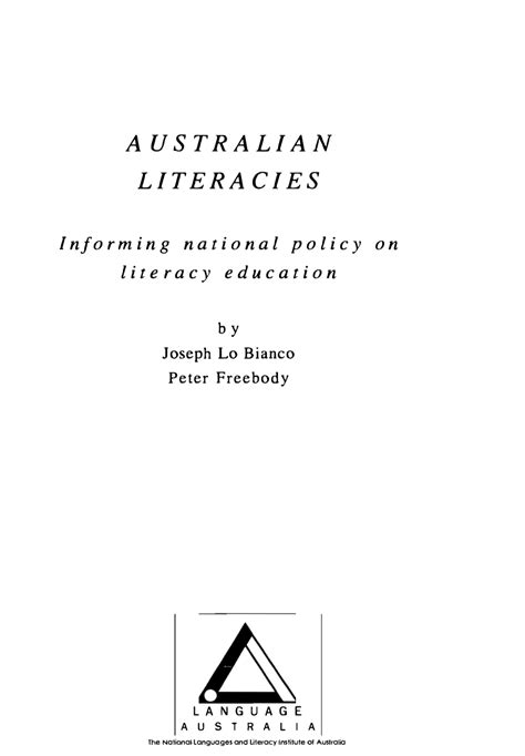 (PDF) Australian Literacies. Informing National Policy on Literacy ...