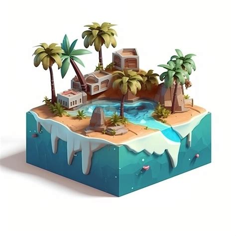 Premium AI Image A Small Island With A House And Palm Trees On It