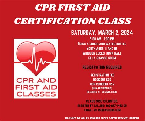 Cpr First Aid Certification Class Town Of Windsor Locks Connecticut