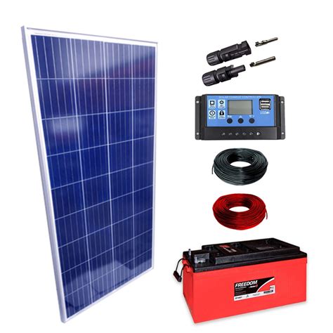 Kit Placa Solar W Controlador A Lcd Bateria Ah Cabos Submarino