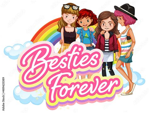 Bestie forever logo with teenagers Stock Vector | Adobe Stock