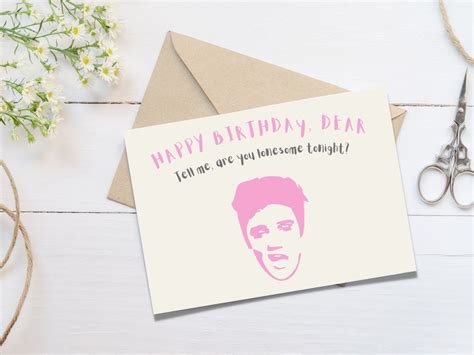 Elvis Printable Birthday Card Instant Digital Instant Download Etsy