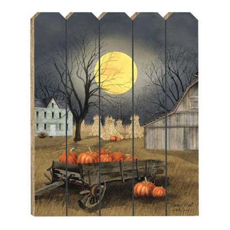 Harvest Moon By Billy Jacobs Printed On Wooden Picket Fence Wall Art