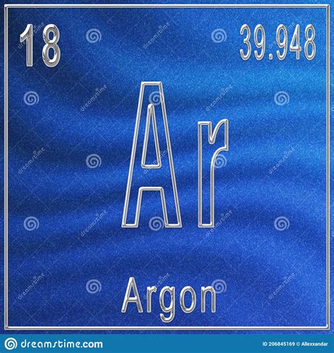 Argon Ar Chemical Element. Argon Sign With Atomic Number. Chemical 18 Element Of Periodic Table ...