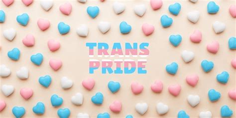 Premium PSD | Transgender pride banner with flag colored hearts on a ...