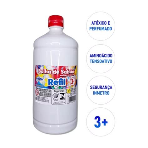 Refil Para Bolha De Sabão Líquido Bubble Atóxica E Perfumada 1 Litro