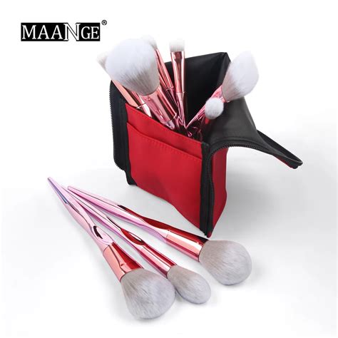 Maange 10pcs Make Up Brush Set And1pcs Bag Diamond Cosmetic Brushes