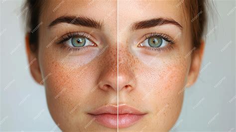 Before And After Freckles And Skin Tone Correction Premium Ai Generated Image