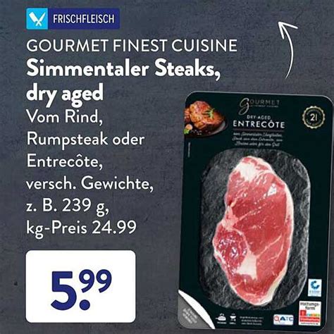 Gourmet Finest Cuisine Simmentaler Steaks Dry Aged Angebot Bei Aldi