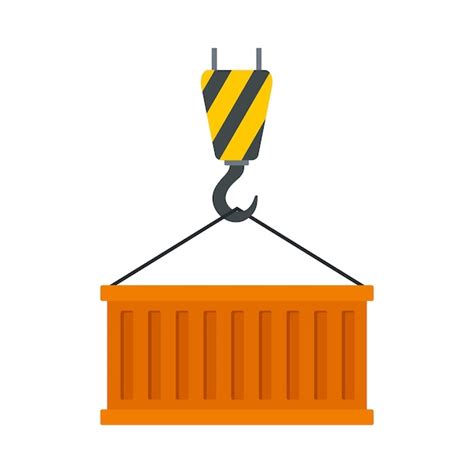 Premium Vector Container On Crane Hook Icon Flat Illustration Of