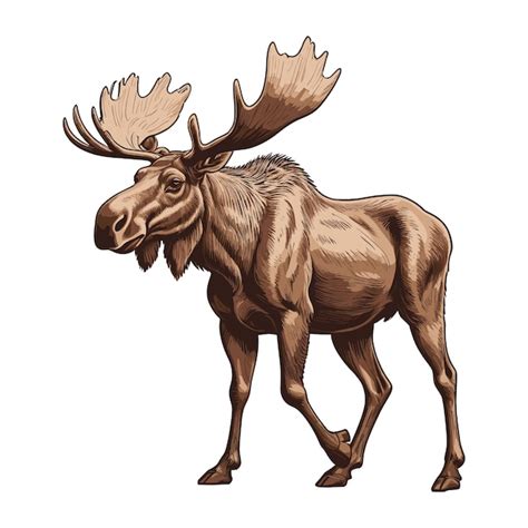 Premium Vector Hand Drawn Standing Moose Illustration