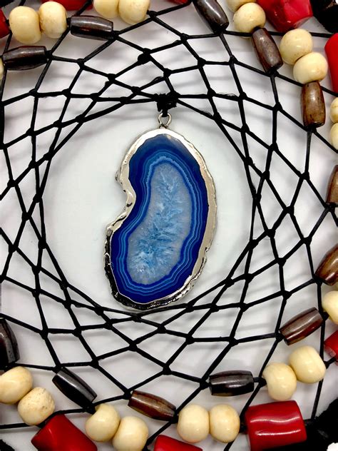 Dreamcatcher Native American Agate Slice Buckskin Buffalo Bone