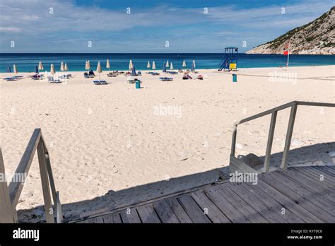 Kefalonia Greece September Beautiful Myrtos Beach With