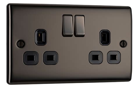 British General 13a Black Nickel Switched Double Socket Bandq For All Your Home And Garden