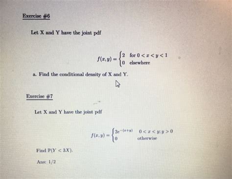 Solved Exercise Suppose That A Random Vector X Y Has Chegg