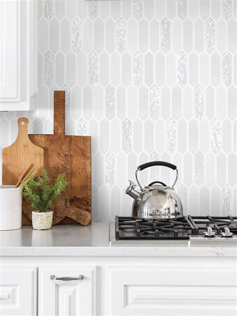 Elegant Rhomboid White Glass Mosaic Backsplash Tile