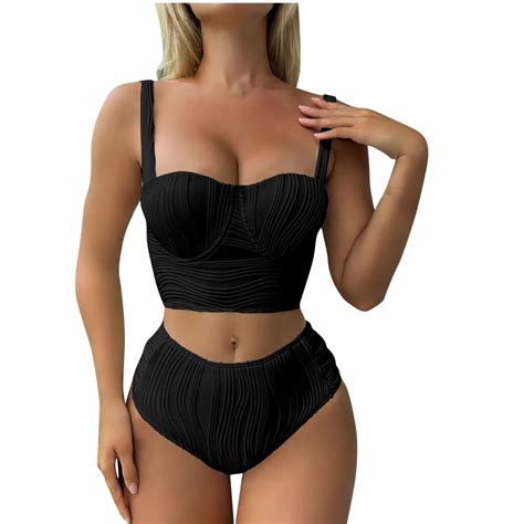 WNYEIME High Waisted Swimsuits For Women Two Piece Bikini Sets Push Up