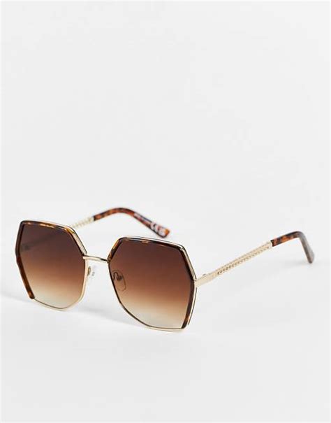 River Island Angled Oversized Sunglasses In Brown Asos