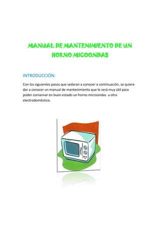 Manual De Mantenimiento De Un Horno Micoondas PDF