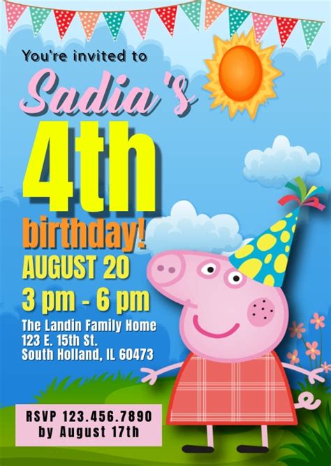 Peppa Pig Birthday Invitation Template Postermywall