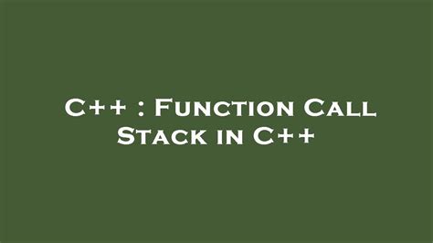 C Function Call Stack In C Youtube